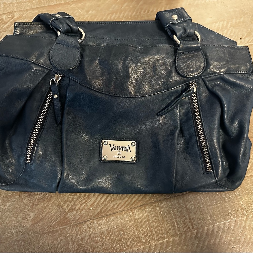 Valentina Italia Navy Blue Leather Purse - Picture 4 of 8